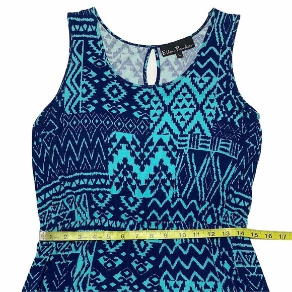 ELLEN Parker Blue Aztec Sleeveless Mini Dress - Picture 8 of 11